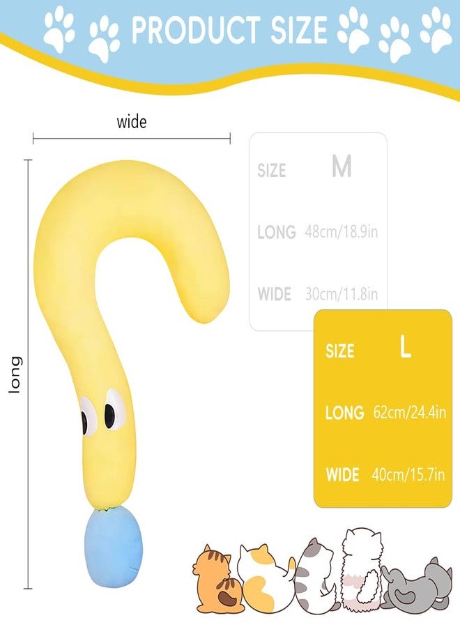 Qpets وسادة كيو بيتس® الناعمة للحيوانات الأليفة، وسادة على شكل علامة استفهام كرتونية، وسادة محشوة قطيفة للقطط والكلاب، وسادة سرير قطيفة ناعمة ولطيفة للراحة أو اللعب أو كديكور منزلي، مناسبة لجميع الفصول، مقاس كبير - Image 2